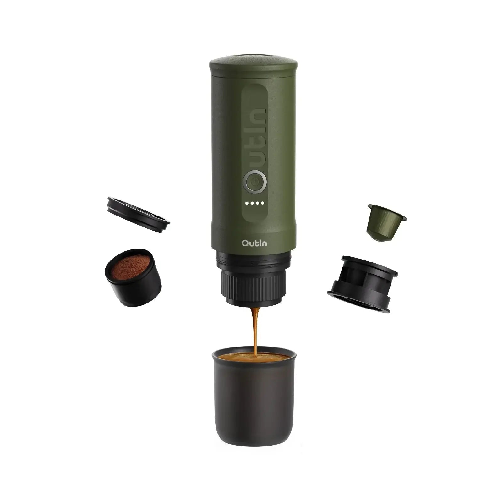 Nano Machine à espresso portable - Compatible capsule Nespresso® + Café moulu (Vert Forêt)